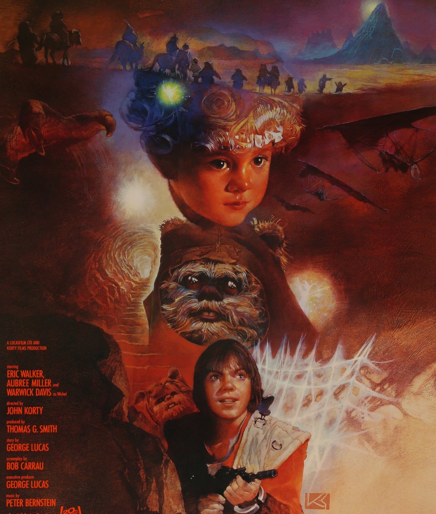 An incredible movie poster for the Star Wars film Caravan of Courage : An Ewok Adventure
