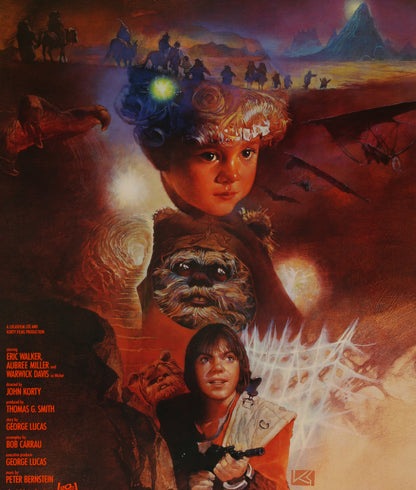 An incredible movie poster for the Star Wars film Caravan of Courage : An Ewok Adventure