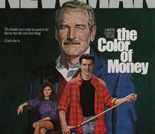 Load image into Gallery viewer, Movie poster for 'The Color of Money' featuring Paul Newman and Tom Cruise.