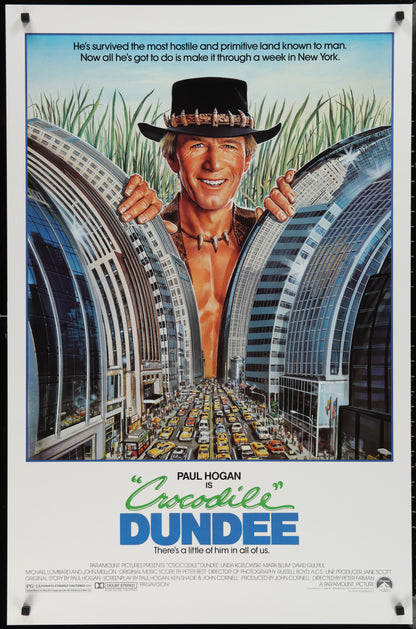 An original movie poster for the film Crocodile Dundee