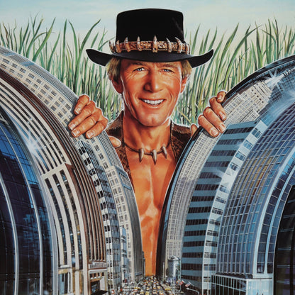 An original movie poster for the film Crocodile Dundee