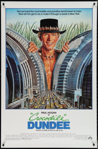 An original movie poster for the film Crocodile Dundee