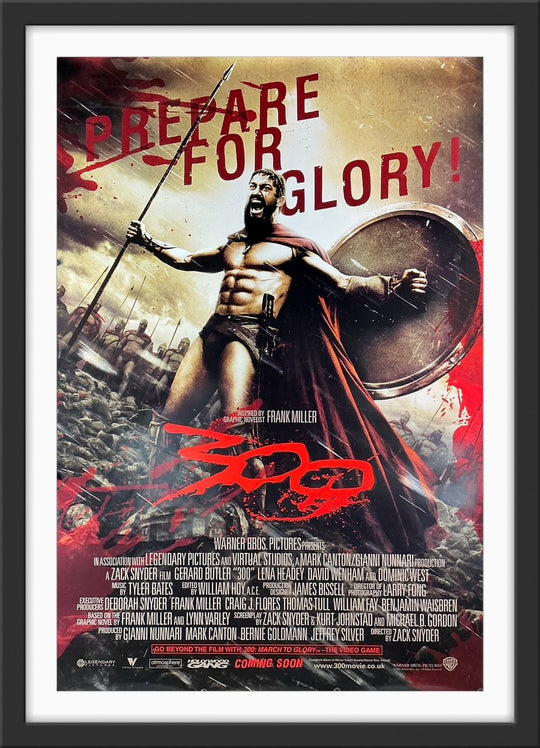 An original movie poster for the 2006 film 300