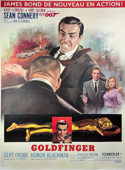 An original French grande movie poster for the James Bond film Goldfinger, with artwork by Jean Mascii