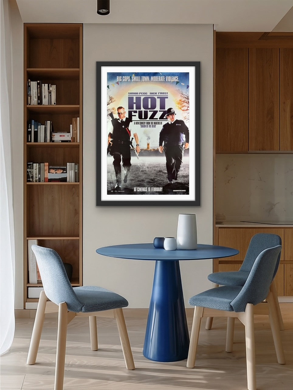 An original movie poster for the Edgar Wright movie Hot Fuzz