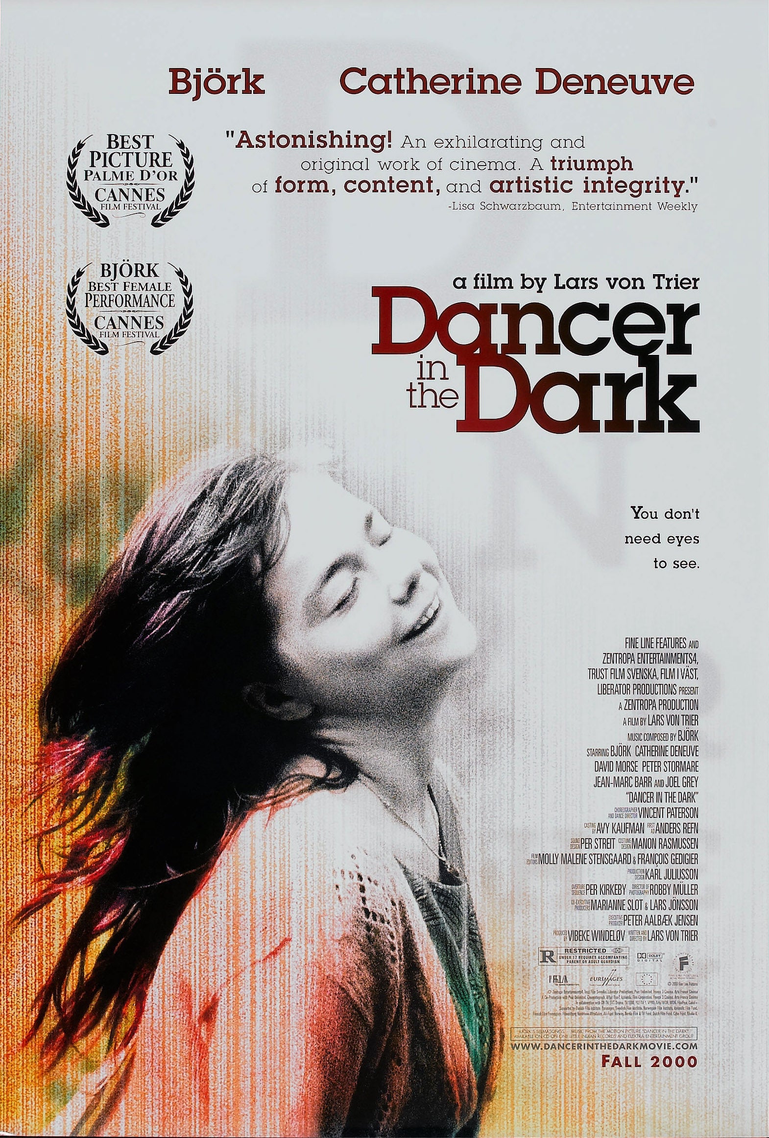 An original movie poster for the Bjork film Dancer In The Dark