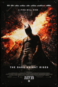 An original movie poster for the Christopher Nolan film The  Dark Knight Rises
