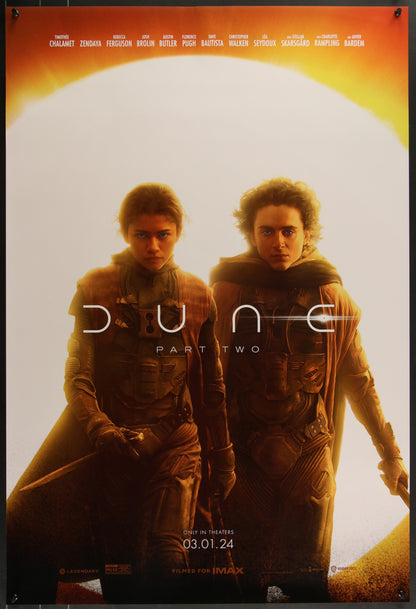 An original IMAX movie poster for the Denis Villeneuve film Dune Part 2