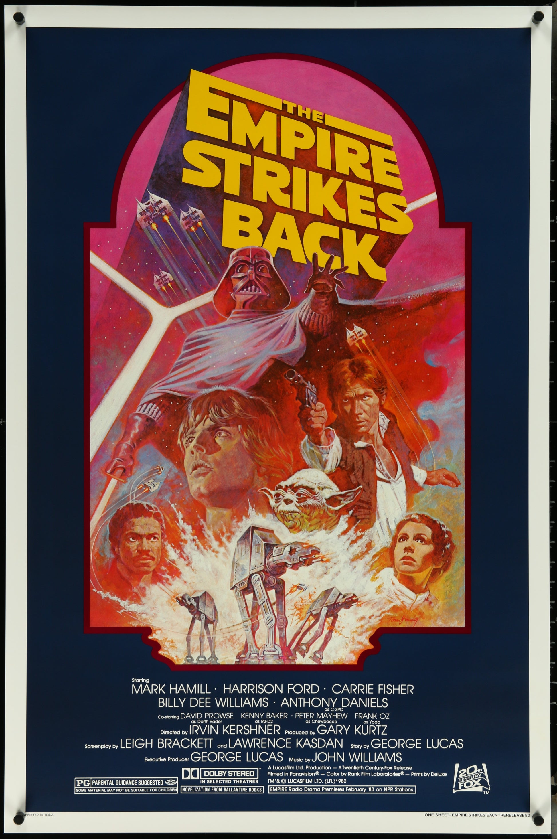 An original movie poster for the Star Wars film The Empire Strikes Back