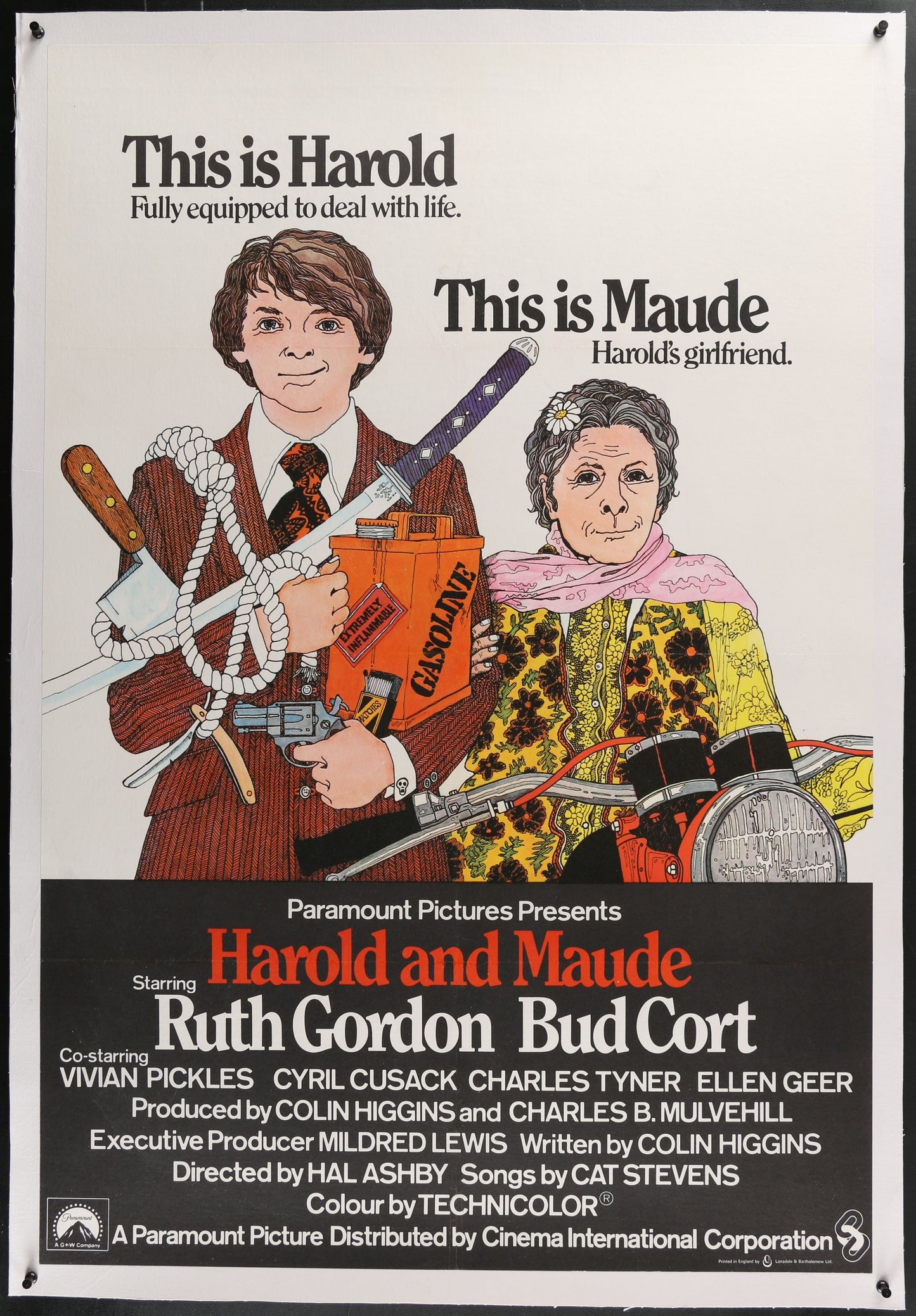 An original movie poster for the film Harold and Maude