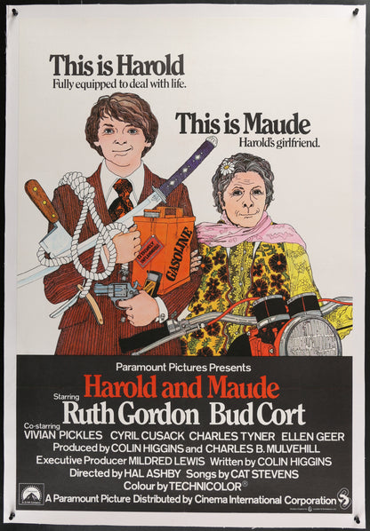 An original movie poster for the film Harold and Maude