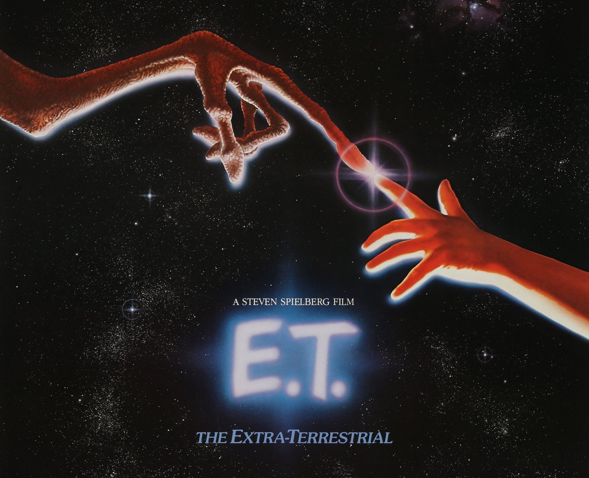 An original movie poster for the film E.T. The Extra Terrestrial