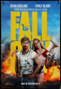 An original movie poster for the Ryan Gosling and Emily Blunt film The Fall Guy