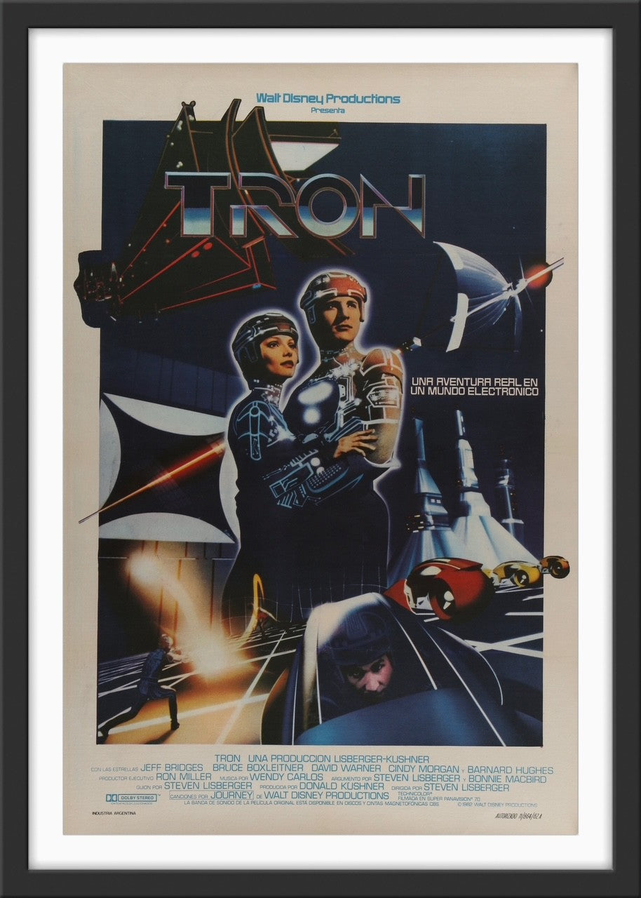 An original Argentinian movie poster for the Disney sci-fi film TRON