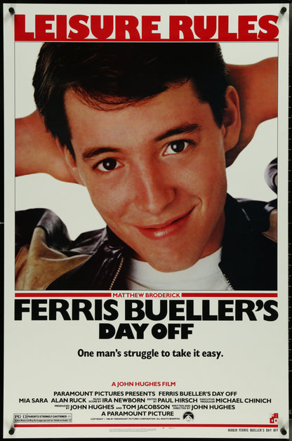 An original movie poster for the John Hughes film Ferris Bueller's Day Off