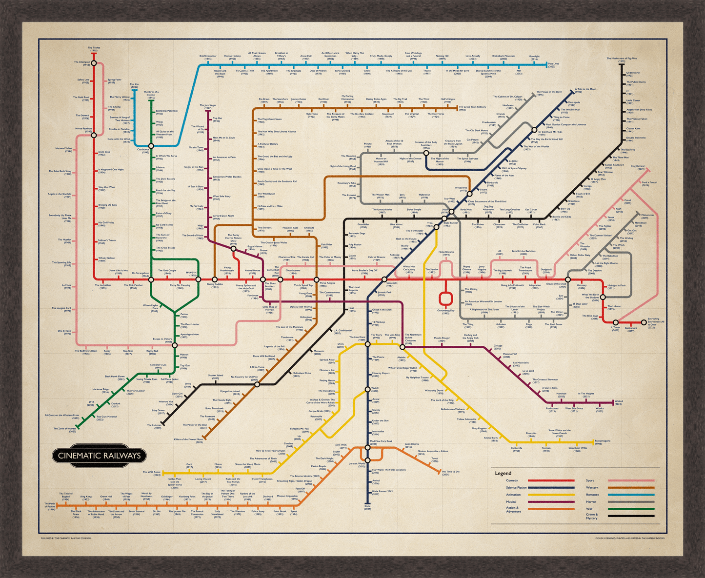 The Film Fan's Movie Map (Framed)