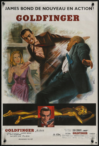 An original French petite movie poster for the James Bond film Goldfinger