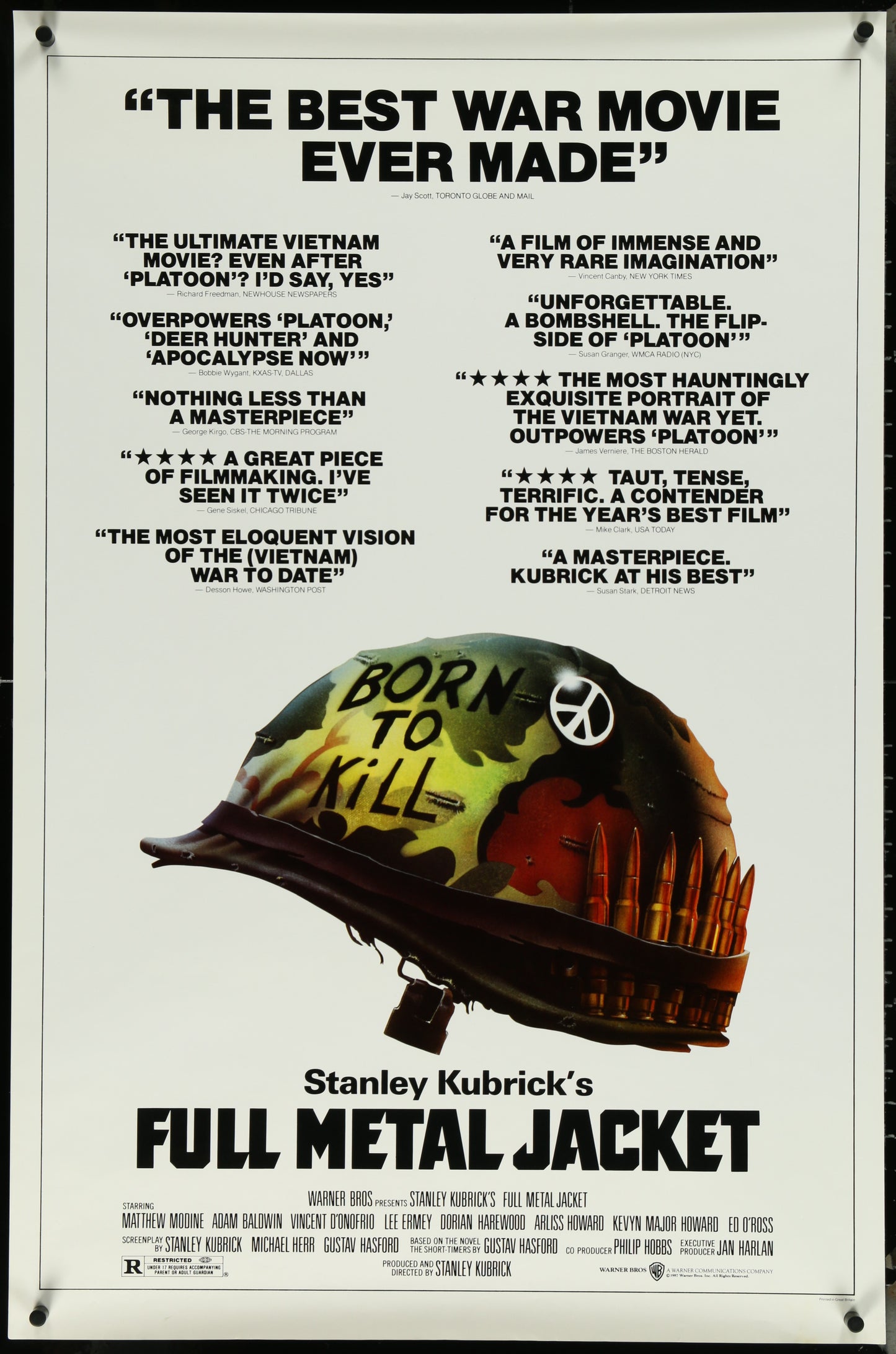 An original movie poster for the Stanley Kubrick  film Full Metal Jacket