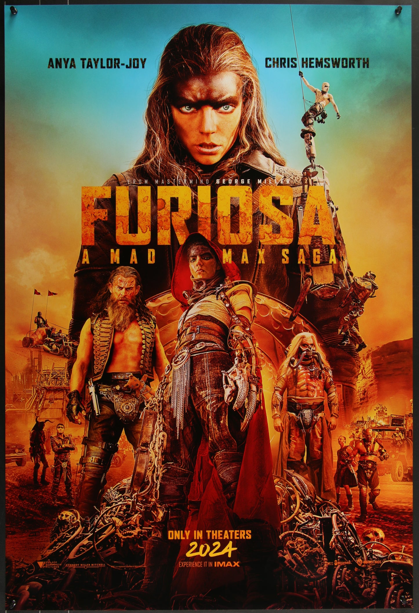 An original movie poster for the film Furiosa A Mad Max Saga