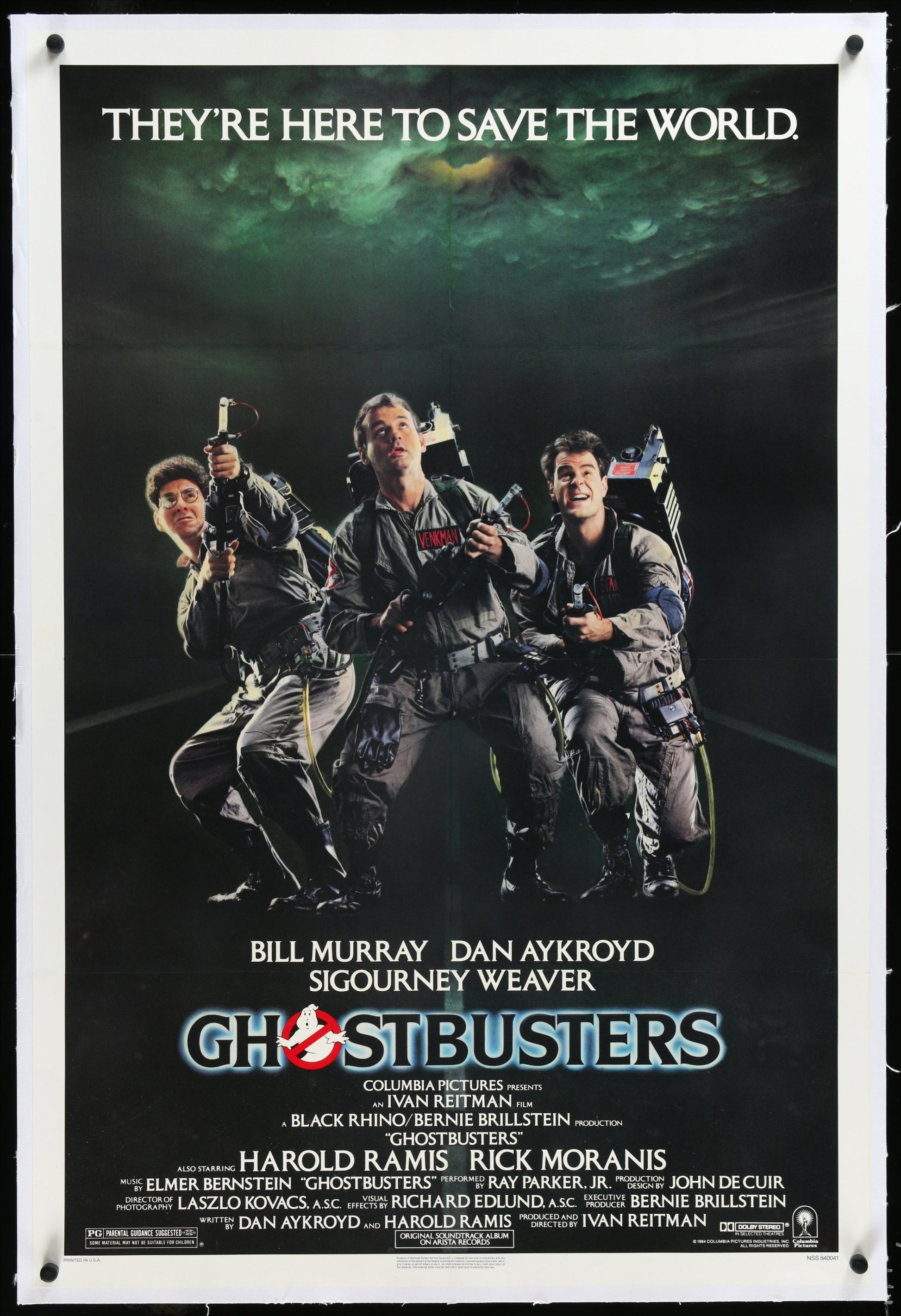 An original movie poster for the film Ghostbusters