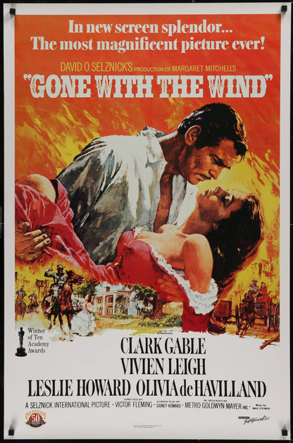 An original movie poster from the 1989 release of Gone with the Wind, with artwork by Howard Terpning