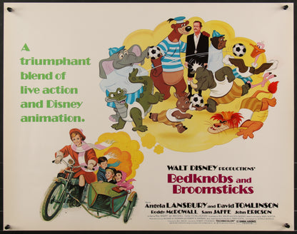 An original movie poster for the Disney film Bedknobs and Broomsticks