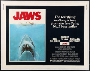 An original U.S. half sheet movie poster for the Steven Spielberg classic, Jaws