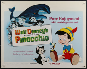An original half sheet movie poster for the Disney film Pinocchio