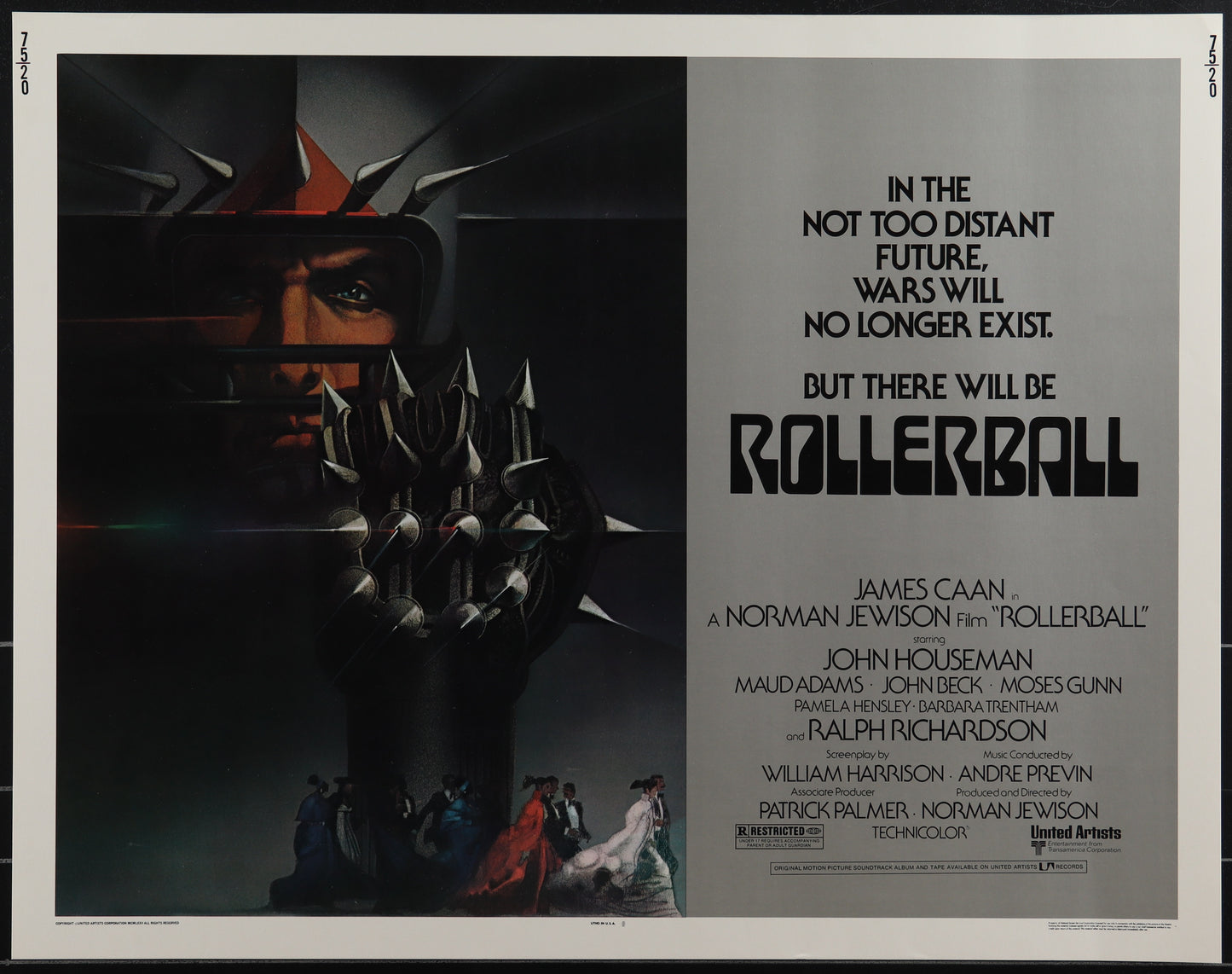 An original half sheet movie poster for the James Caan film Rollerball