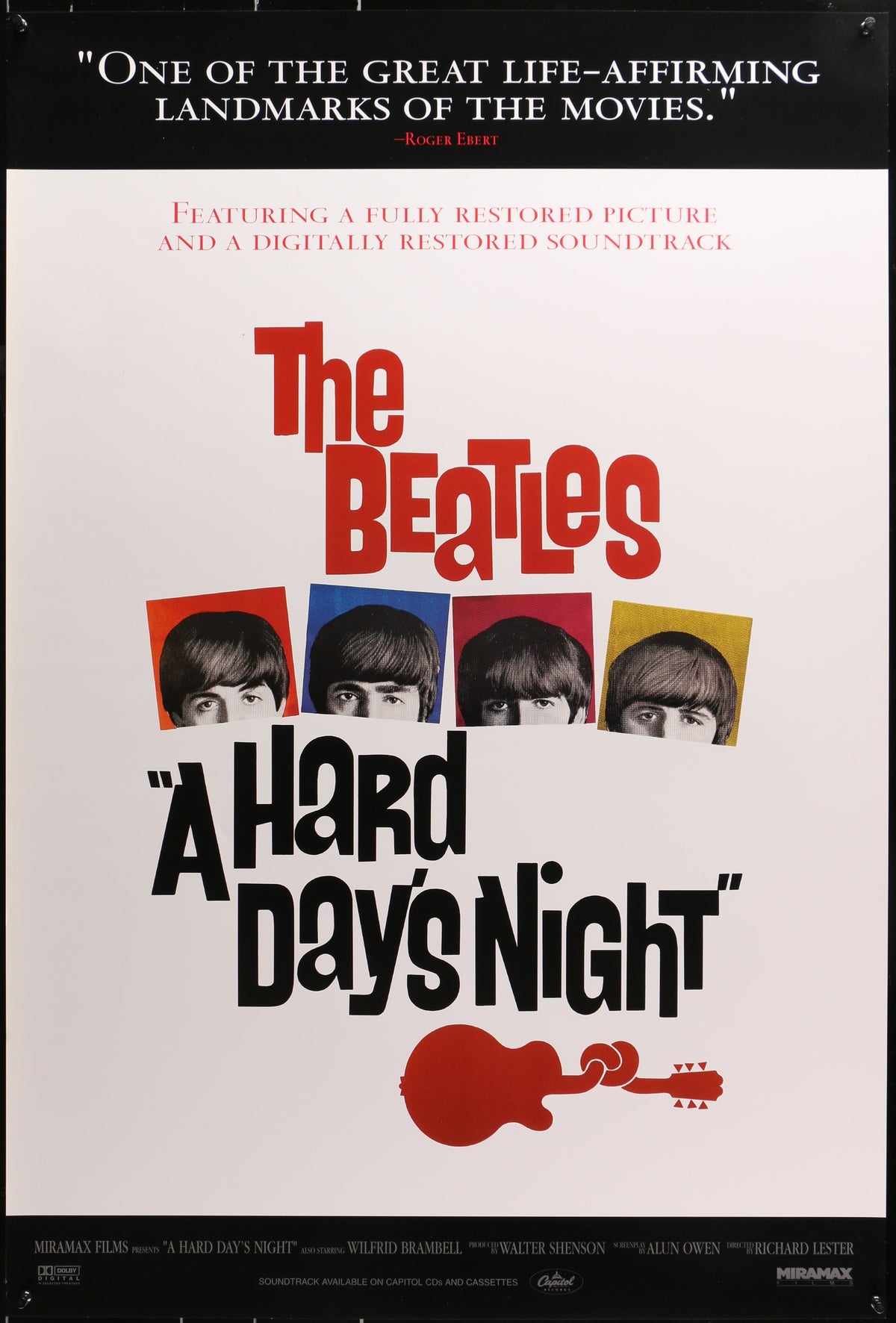 An original one sheet movie poster for the Beatles' A Hard Day's Night