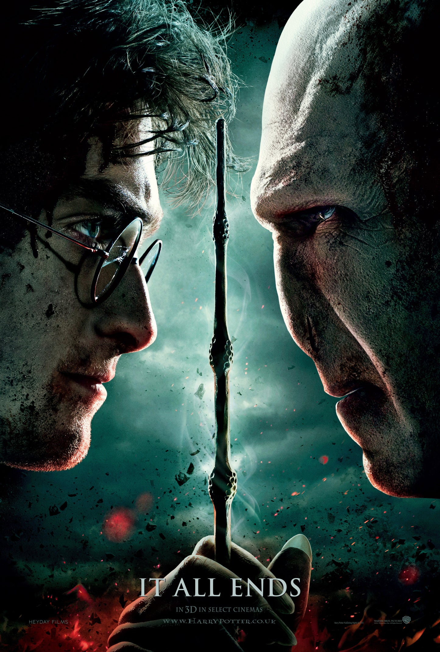 An original movie poster for the film Harry Potter and the Deathly Hallows Part 2