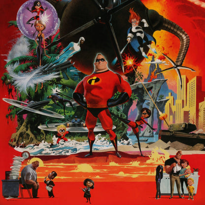 An original teaser movie poster for The Incredibles with artwork by Robert McGinnis