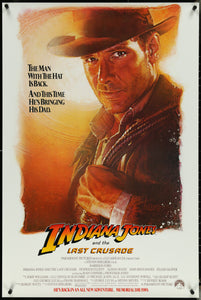An original movie poster for the film Indiana Jones and the Last Crusade