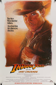 An original movie poster for the film Indiana Jones and the Last Crusade