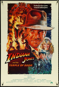 An original movie poster for the film Indiana Jones and Temple of Doom