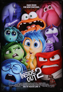 An original movie poster for the Disney Pixar film Inside Out 2