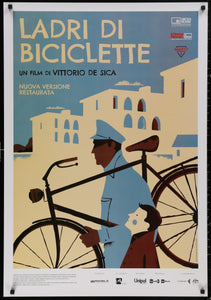 An original movie poster for the Italian film Ladri Di Biciclette / The Bicycle Thief