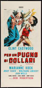 An original italian movie poster for the spaghetti western movie A Fistful of Dollars