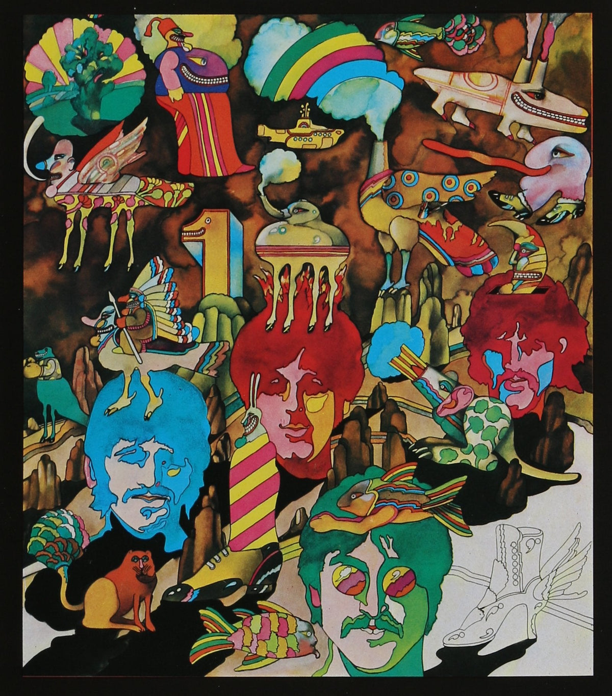 An original movie poster for the Beatles film Yellow Submarine