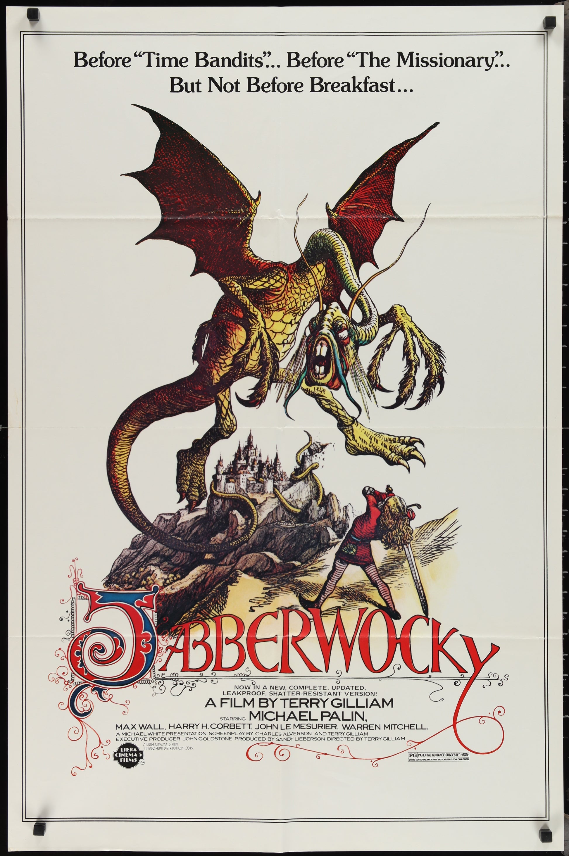 An original movie poster for the Terry Gilliam film Jabberwocky