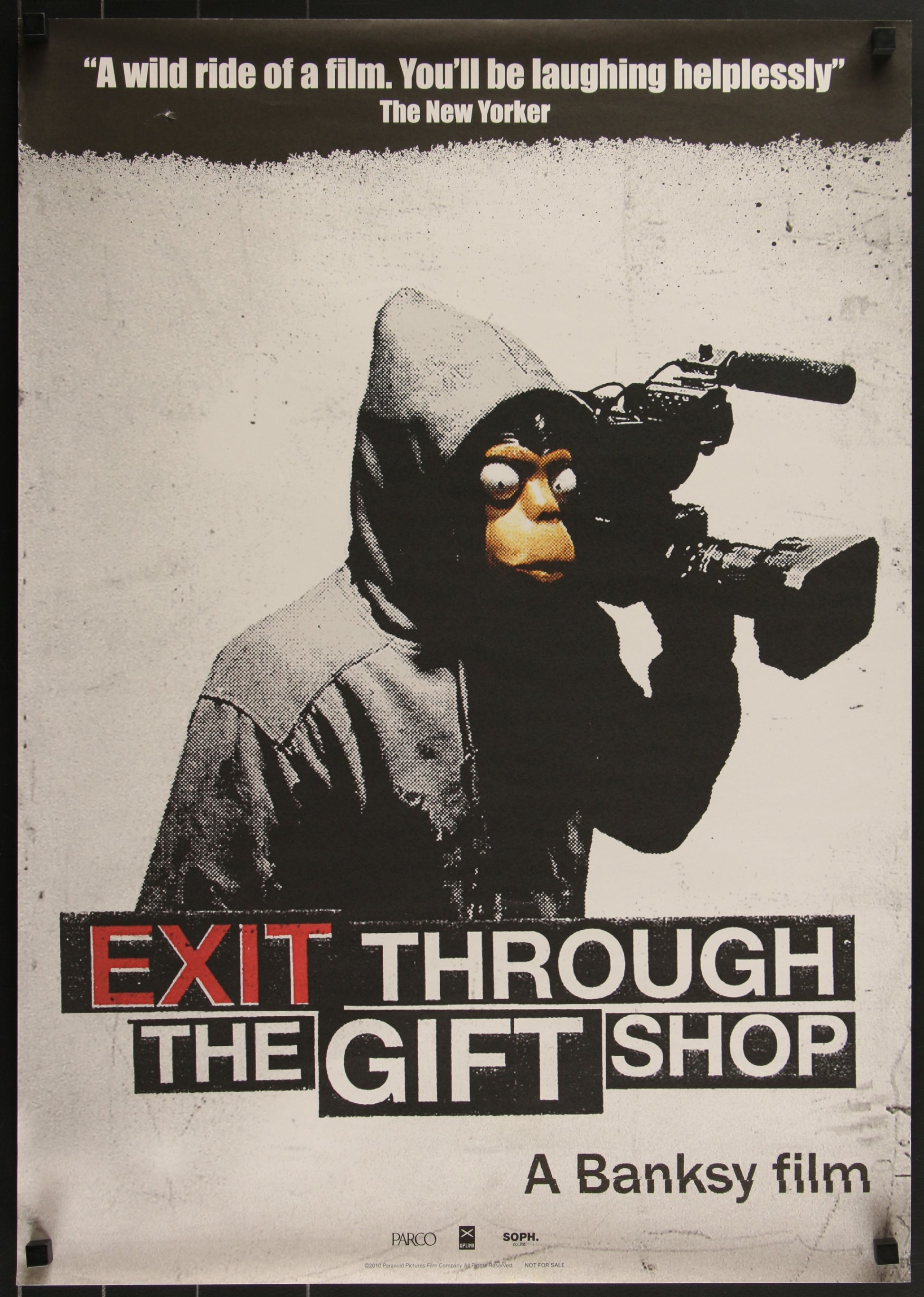 An original Japanese movie poster for the Banksy film Exit Through The Gift Shop