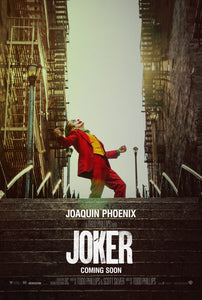 An original movie poster for the Joaquin Phoenix film Joker