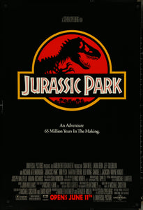 An original double-sided movie poster for the film Jurassic Park