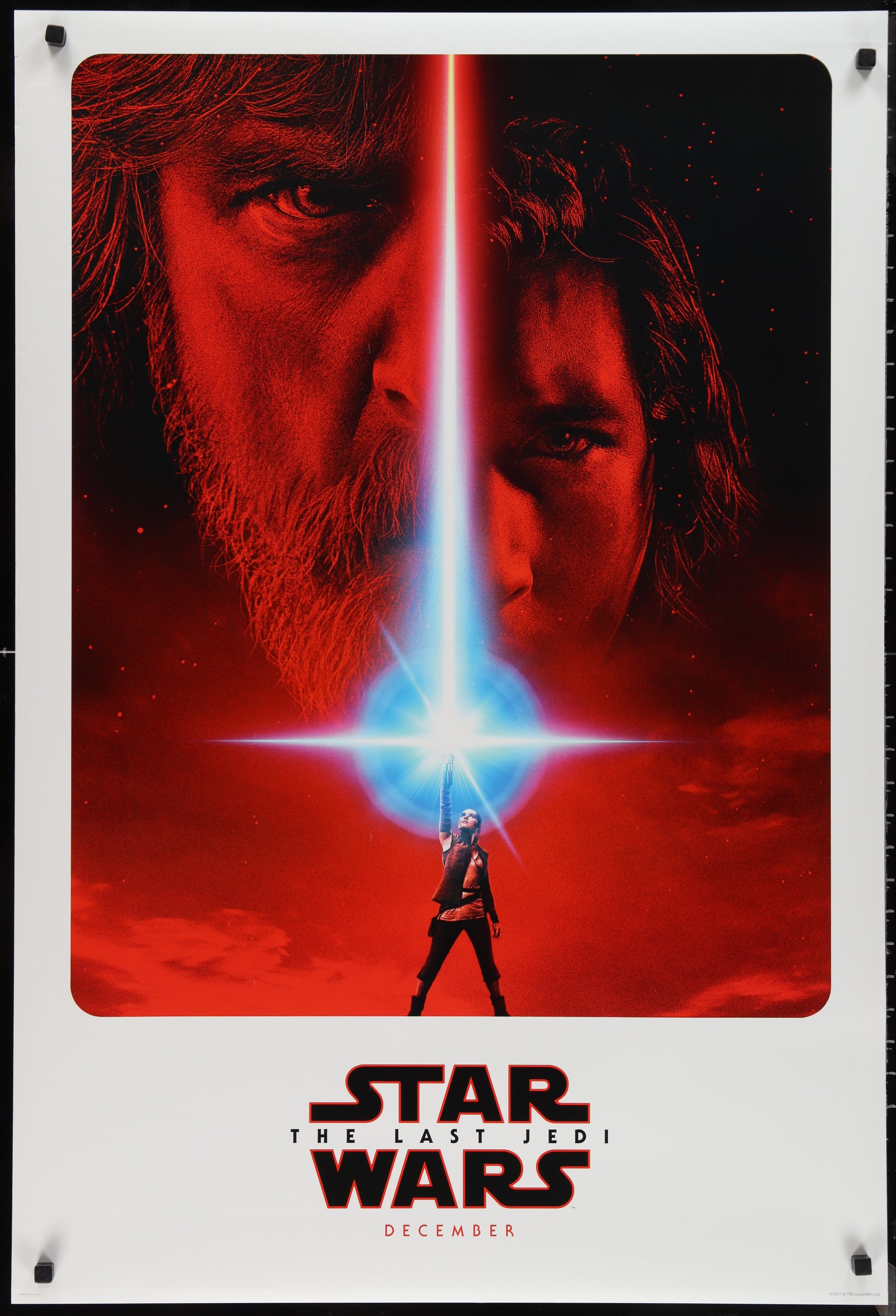 An original one sheet teaser movie poster for Star Wars VIII - The Last Jedi