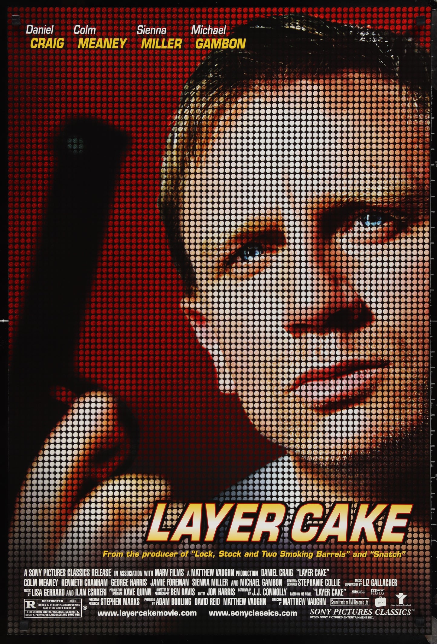 An original movie poster for the Daniel Craig film Layer Cake