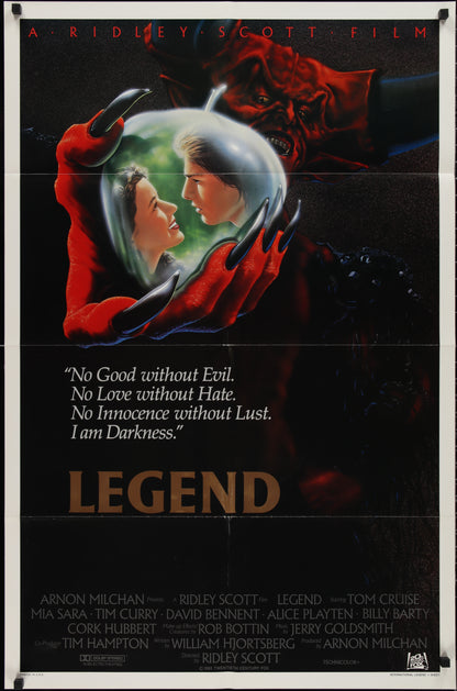 An original movie poster for the Ridley Scott film Legend by John Alvin