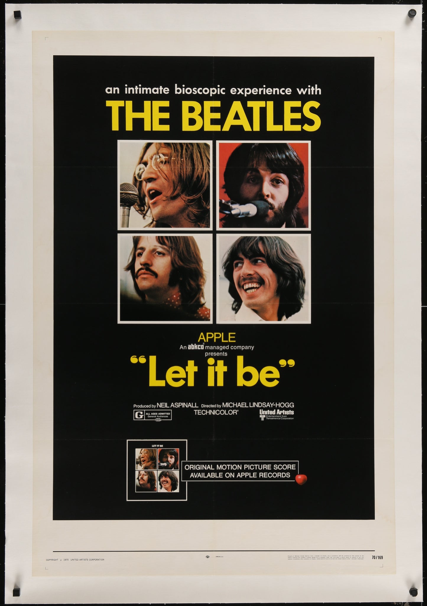 An original one sheet movie poster for The Beatles film Let It Be