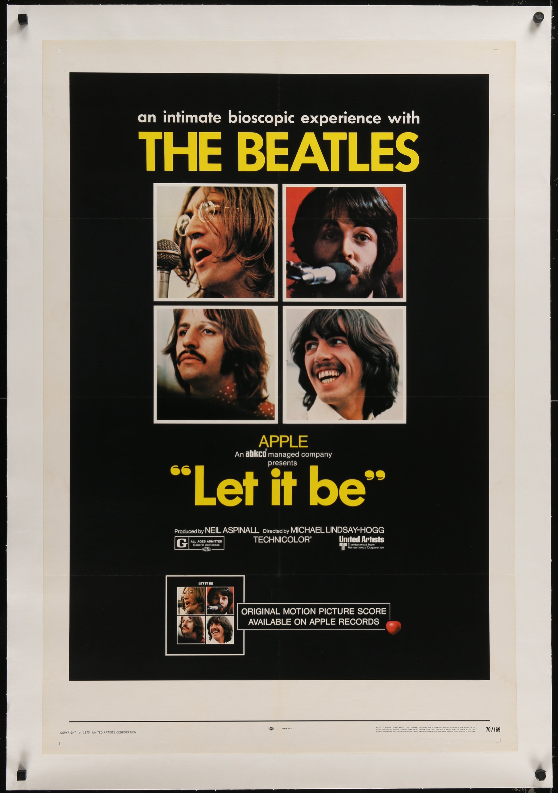 An original one sheet movie poster for The Beatles film Let It Be