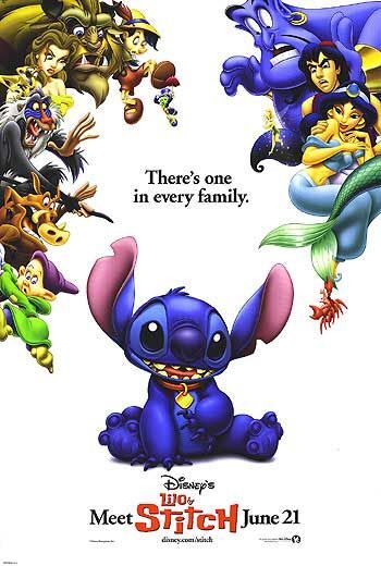 An original movie poster for the Disney film Lilo and Stitch