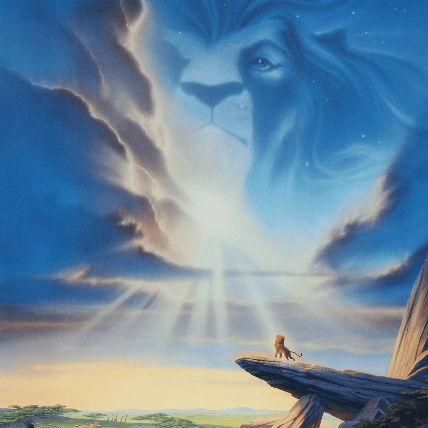 An original movie poster with art by John Alvin for the Disney animated film The Lion King